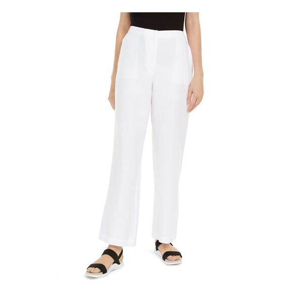 EILEEN FISHER Pants - EILEEN FISHER Womens White Straight leg Pants L